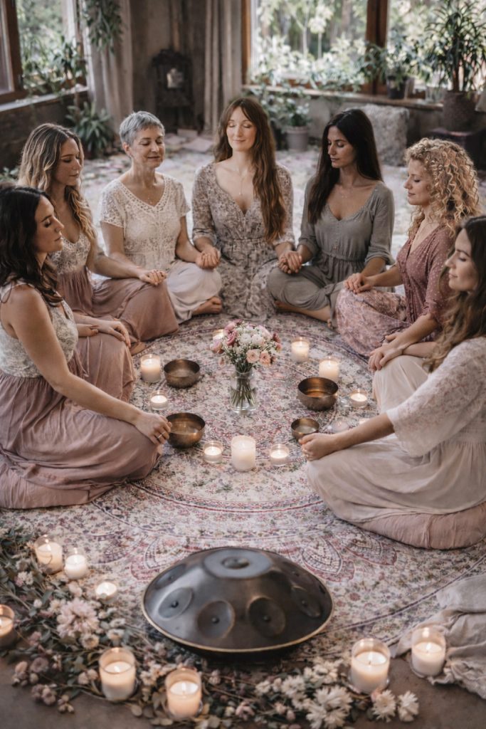 Lara meditiert im Kreis der Frauen